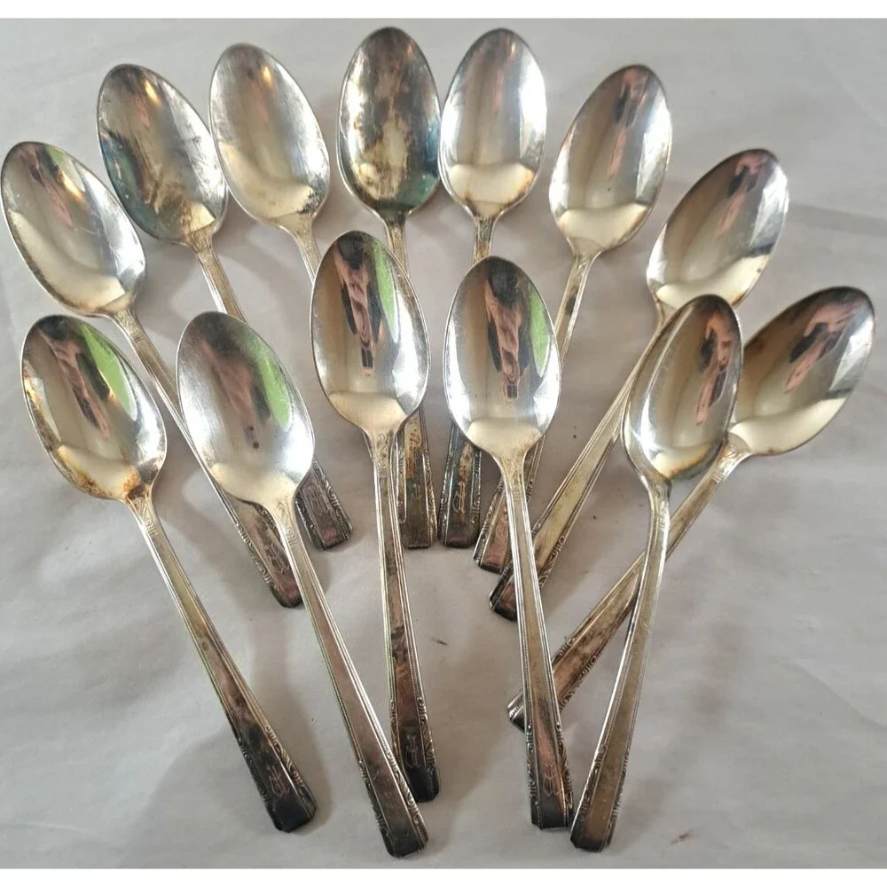 Wallace Personality Silverplate Flatware Monogrammed 43pc Art Deco 1938